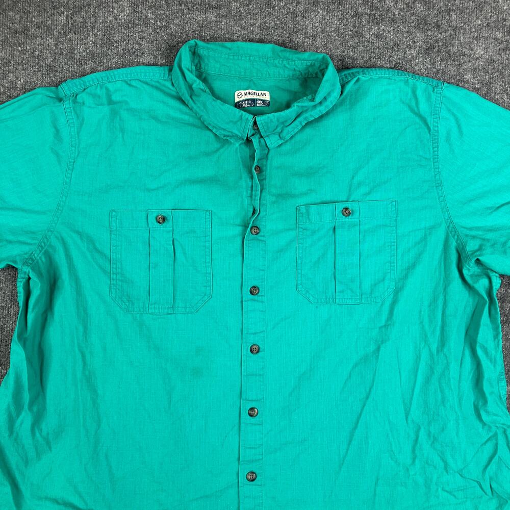 Magellan Shirt Mens 3XL Green Button‎ Up Short Sleeve Classic Outdoor